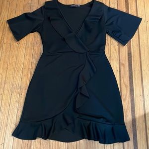Prettylittlething black ruffle dress